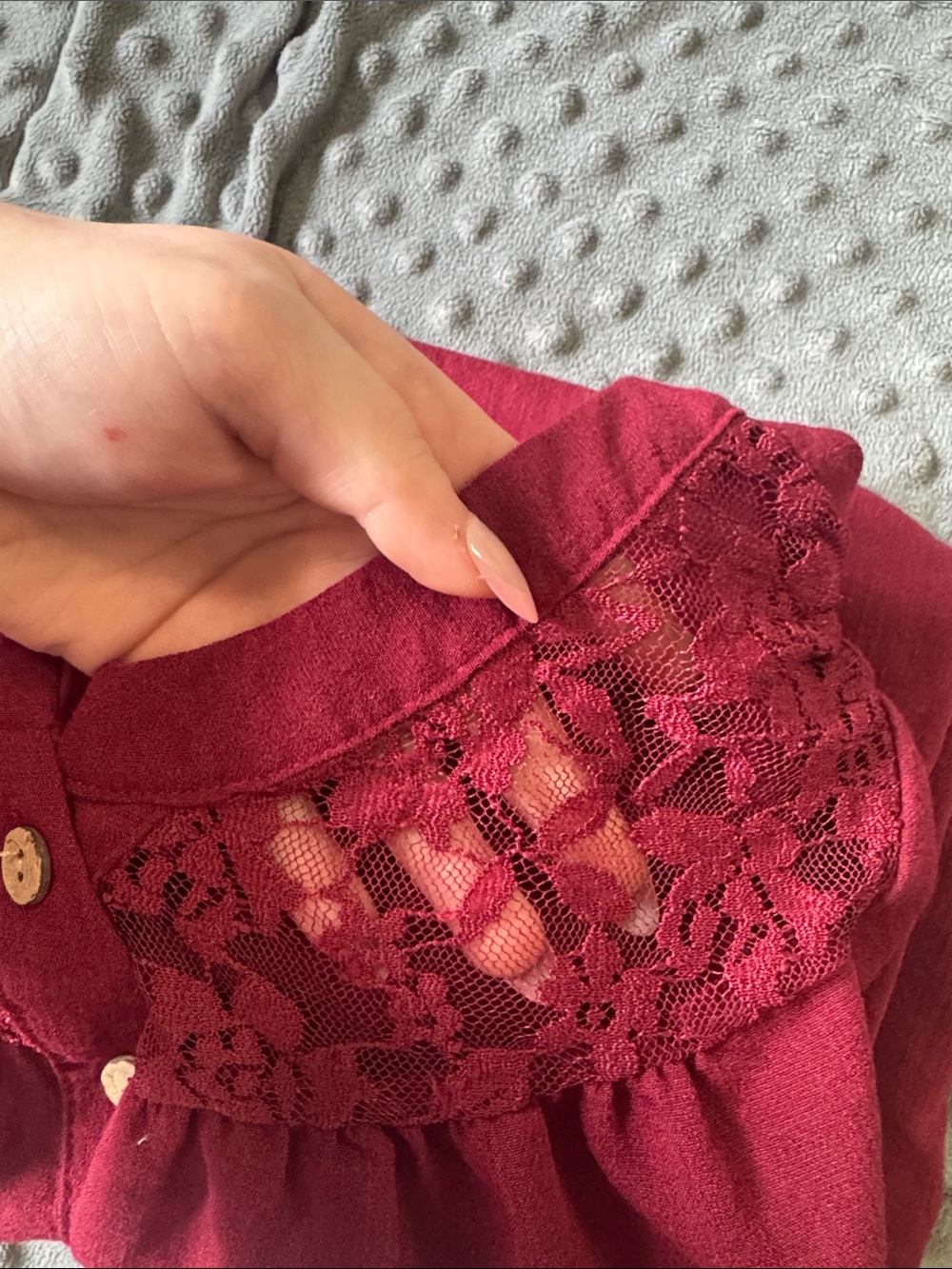 Embroidered Short-Sleeve Polo Top - Raspberry - Picture 4 of 4
